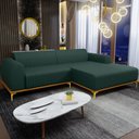 Ver imagem 2 de Sofá 6 Lugares com Chaise Direito Sala Estar Molino 350cm D02 Linho Verde Musgo C-117 - Lyam Decor