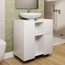 Ver imagem 4 de Gabinete Armario Banheiro Pia de Coluna Macau com Rodízios Branco