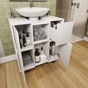 Ver imagem 3 de Gabinete Armario Banheiro Pia de Coluna Macau com Rodízios Branco