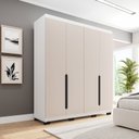 Ver imagem 1 de Guarda-Roupa Casal 4 Portas Bater Madrid Bege/Creme/Branco