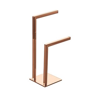 Porta Papel Higiênico De Piso Duplo Cipó Pingoo.casa - Dourado Rose