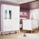 Ver imagem 2 de Jogo de Quarto Infantil Confete com Guarda Roupa e Berço Branco/Jequitibá - Móveis Henn
