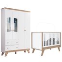 Ver imagem 1 de Jogo de Quarto Infantil Confete com Guarda Roupa e Berço Branco/Jequitibá - Móveis Henn
