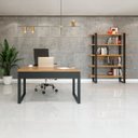 Ver imagem 1 de Conjunto para Escritório Mesa com Estante 100% Mdf Freijó Preto Fosco