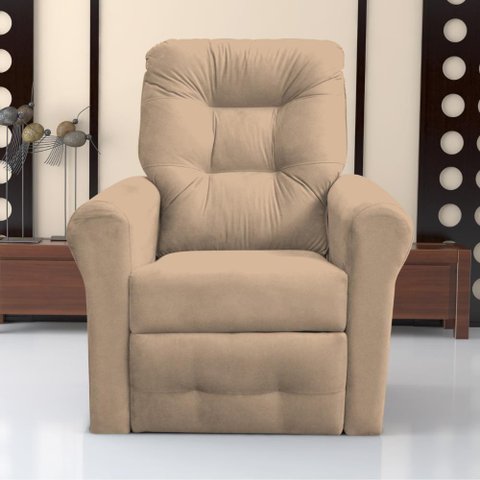 Poltrona para Descanso Reclinável Lima Suede Bege