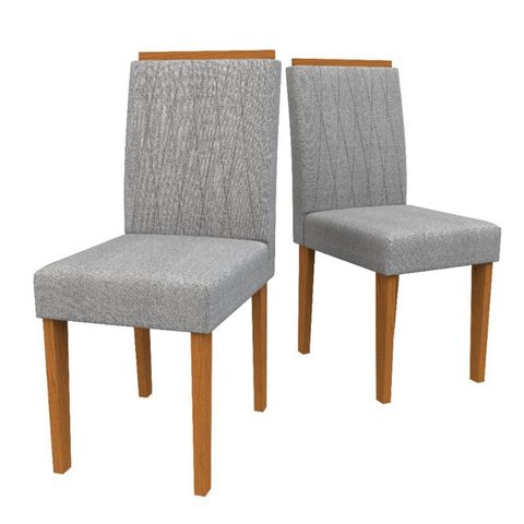 Conjunto 2 Cadeiras Ana Ype/linho Cinza Claro - New Ceval