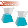 Kit 2 Banquetas Nitro Assento Cristal Base Color Azul - 1