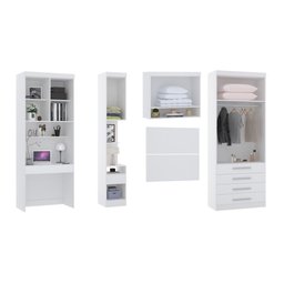 Guarda Roupa Dormitório Modulado Alpes Solteiro Bancada de Estudo - Roupeiro Luciane M05:rosa - 2