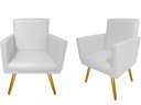 Ver imagem 1 de Kit 2 Poltronas Decorativa Bia Couro Branco Pés Madeira Ms Decor