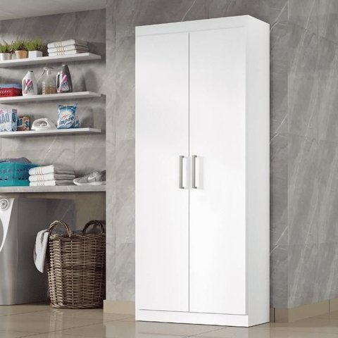 Armario de Lavanderia Sheila 2 Portas C/ Suporte Vassouras