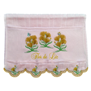 Ver imagem 1 de Toalha Bordada Lavabo De Mão Flores em Alto Relevo. Dohler Artesanalle Rosa