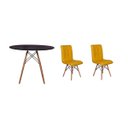 Ver imagem 1 de Kit Mesa Jantar Eiffel 100cm Preta + 2 Cadeiras Gomos - Amarela