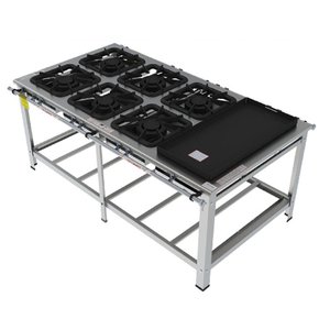 Fogão Industrial Inox Gastromaq 6 Bocas Duplas Centro com Chapa Fgi406cdch