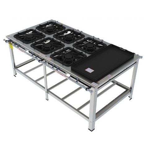 Fogão Industrial Inox Gastromaq 6 Bocas Duplas Centro com Chapa Fgi406cdch