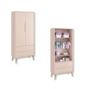 Ver imagem 4 de Quarto de Bebê Berço + Cômoda + Guarda Roupa Retrô Rosa Theo Madeira Natural