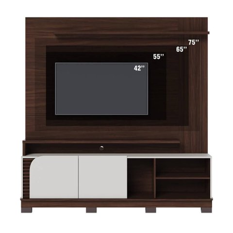 Home Theater 2 Portas para TV'S até 75" Jurerê - Nogueira Real/Off White Matte