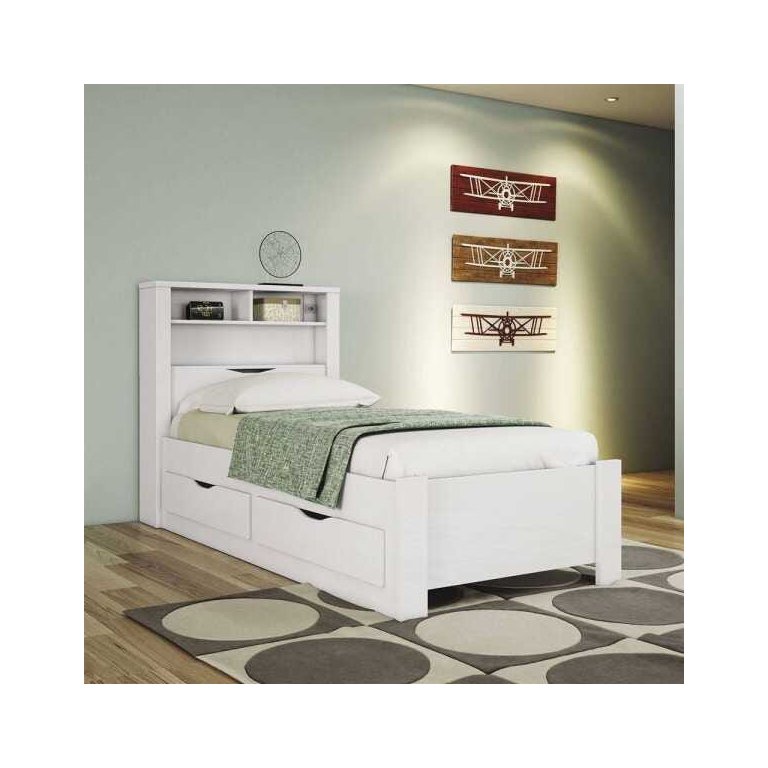 Cama de Solteiro Invicta 2 Gavetas Santos Andira