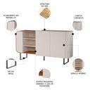 Ver imagem 3 de Buffet Aparador 160cm 2 Portas Orgânico Pé Metal Sindy Off Z56 - Mpozenato