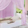 Cama Infantil Com Colchão Casa Com Voal Duda Branco/Rosa - 3