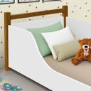 Ver imagem 3 de Cama Infantil com Colchão em Madeira Maciça e MDF Luna Branco/Amêndoa