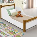Ver imagem 2 de Cama Infantil com Colchão em Madeira Maciça e MDF Luna Branco/Amêndoa