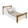 Cama Infantil com Colchão em Madeira Maciça e MDF Luna Branco/Amêndoa - 1