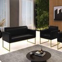 Ver imagem 5 de Sofá Namoradeira com Poltrona Base Industrial Dourado Marisa Corano D03 - D\'rossi Cor Preto