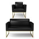 Ver imagem 1 de Sofá Namoradeira com Poltrona Base Industrial Dourado Marisa Corano D03 - D\'rossi Cor Preto
