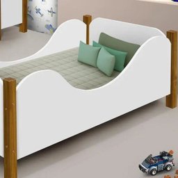 Cama Infantil em Madeira Maciça e MDF Munique Branco/Amêndoa - 3