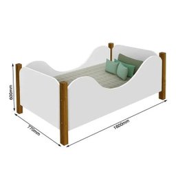 Cama Infantil em Madeira Maciça e MDF Munique Branco/Amêndoa - 4