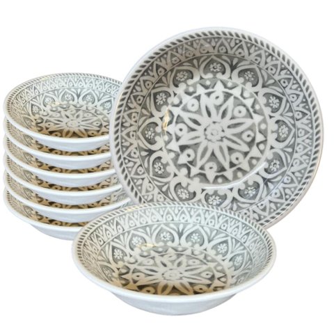 Kit 12 Bowl Melamina Mandy Gray 19cm Muito Resistente Piscina Praia Material Tipo Plastico Rigido