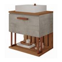 Ver imagem 1 de Gabinete para Banheiro 60 Cm 100% Mdf Nicho 1 Porta Basculante Duna Mgm Móveis Cimento/freijo