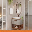 Ver imagem 2 de Gabinete para Banheiro 60 Cm 100% Mdf Nicho 1 Porta Basculante Duna Mgm Móveis Cimento/freijo