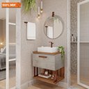 Ver imagem 5 de Gabinete para Banheiro 60 Cm 100% Mdf Nicho 1 Porta Basculante Duna Mgm Móveis Cimento/freijo