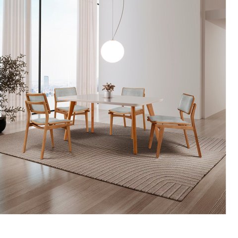 Mesa de Jantar com 4 Cadeiras Madeira Maciça/MDF Maia - Eloá Quartzo/Imbuia Natural/Cinam. Imbuia/ L