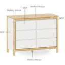 Ver mais imagens de Conjunto Berço 2 em 1 Vira Mini Cama Branco Fosco e Cômoda Grande Branco com Carvalho Malva