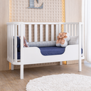 Ver imagem 3 de Conjunto Berço 2 em 1 Vira Mini Cama Branco Fosco e Cômoda Grande Branco com Carvalho Malva
