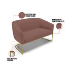 Ver imagem 4 de Sofá Namoradeira 2 Lugares Base Industrial Dourado Stella Veludo Rosê D03 - D’Rossi