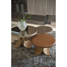 Puff Arbo Couro Liso Cerentini - 2