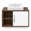 Ver imagem 2 de Conjunto Gabinete de Banheiro 60cm c/ Cuba Carvalho/Branco - Arte Cas