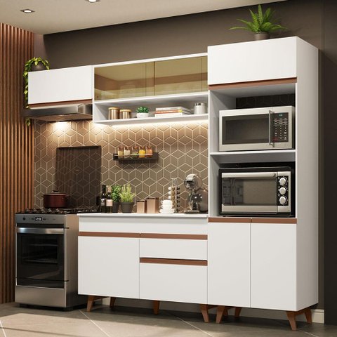 Armário de Cozinha Completa 260cm Branco Reims Madesa 07