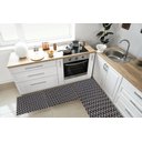 Ver imagem 2 de Kit Tapetes e Passadeira De Cozinha 3 Peças Antiderrapante Chevron Zig Zag Geométrico Preto e Cinza