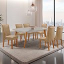 Ver imagem 1 de Mesa de Jantar Copper 180cm Tampo MDF Vidro com 6 Cadeiras Yasmin
