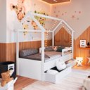 Ver imagem 2 de Cama Montessoriana Infantil Estilo Casinha 2 Gavetões 201cm Cor:branco