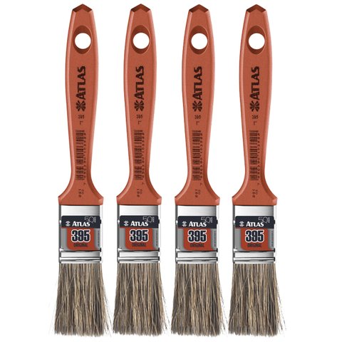 Pincel Trincha Média 25mm Cerdas Gris para Pintura Latéx e Acrílica | Atlas | Kit 04 Un