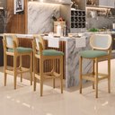 Ver imagem 2 de Kit 06 Banquetas Altas Para Cozinha Bancada Sala Tela Betta Fixa L02 Bouclê Oliva - Lyam Lyam Decor