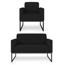 Ver imagem 1 de Kit Namoradeira e 1 Poltrona Decorativa Base Industrial Preta Maressa A79 Linho Preto - Ibiza