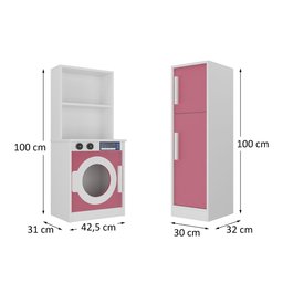 Conjunto Infantil de Máquina de Lavar e Geladeira em Mdf:rosa - 5