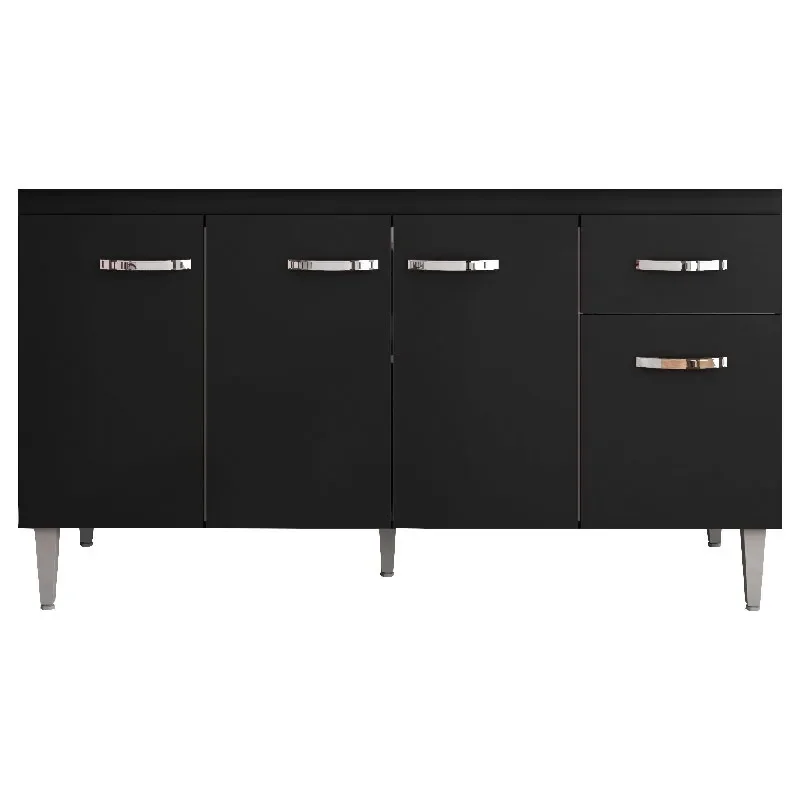Ver imagem 3 de Gabinete de Pia Armário Gabriela 150cm Preto S/tampo - Ajl Móveis