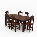 Ver imagem 2 de Conjunto Mesa 6 Cadeirsa Estofadas Madeira Maciça Castanho - Castanho C/estofado Marrom